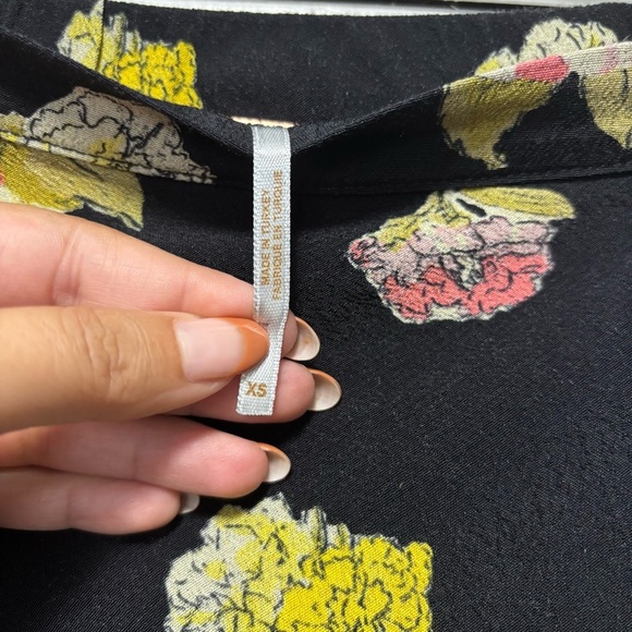 Free People Kendall Black Y2K Maxi Skirt with Yellow and Pink Floral Size XS - Picture 5 of 7